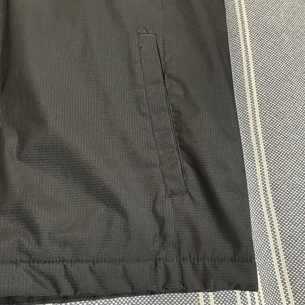 Izod Windbreaker Vest Men's Medium Black Fleece Lined Full Zip Golf Media Pocket